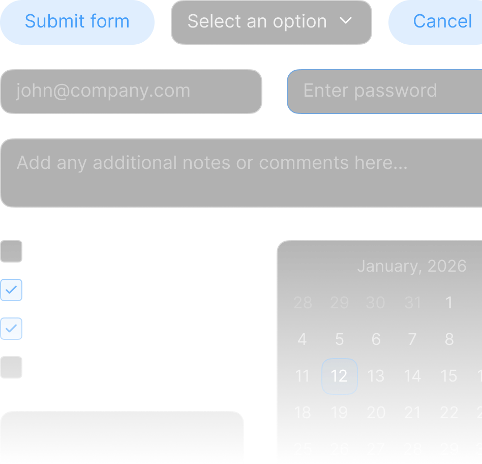 UI recognition preview showing form elements and calendar